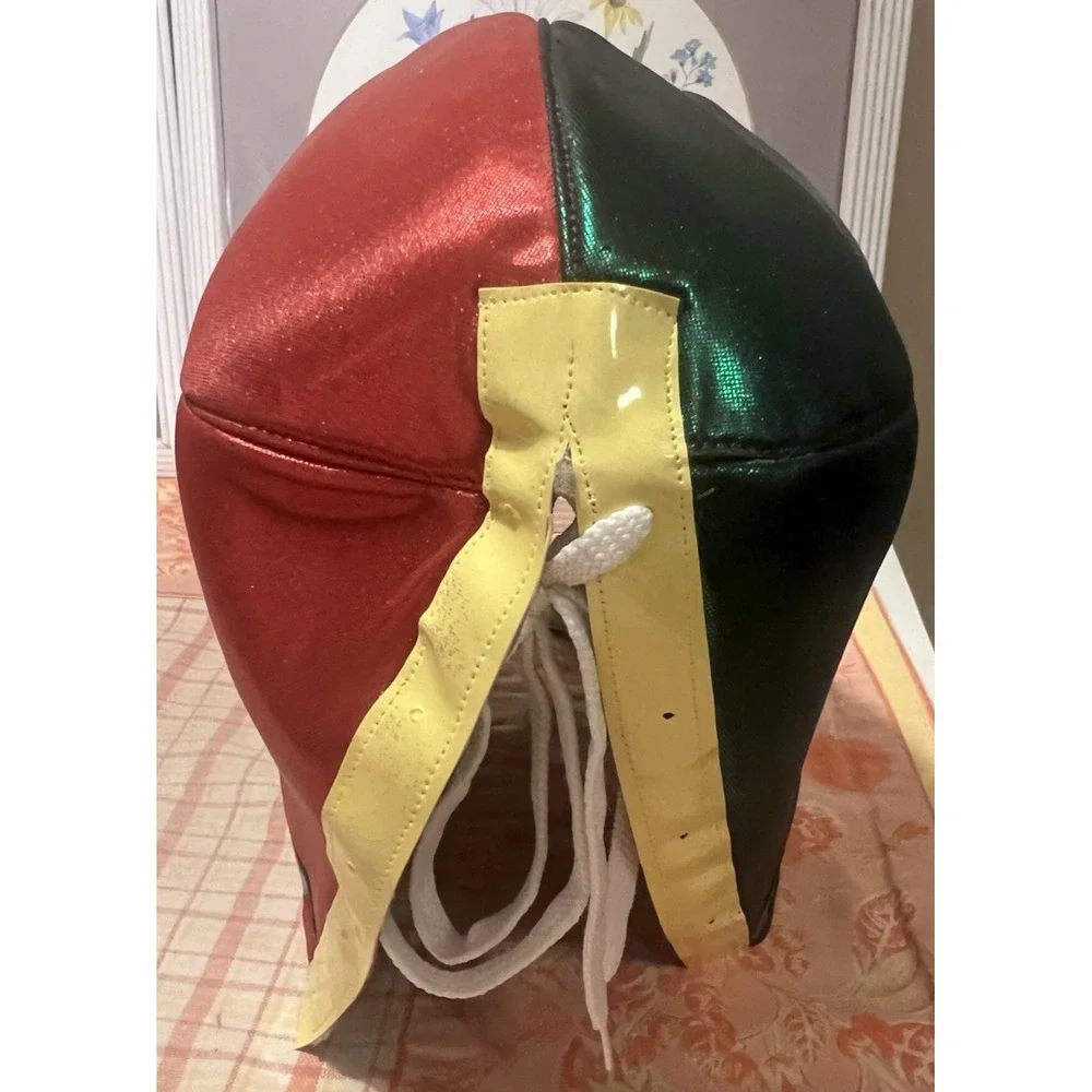 Lucha Libre Mask Vinyl Back Lace Up Red Green Multi Sparkle Flame Adult‎ Size